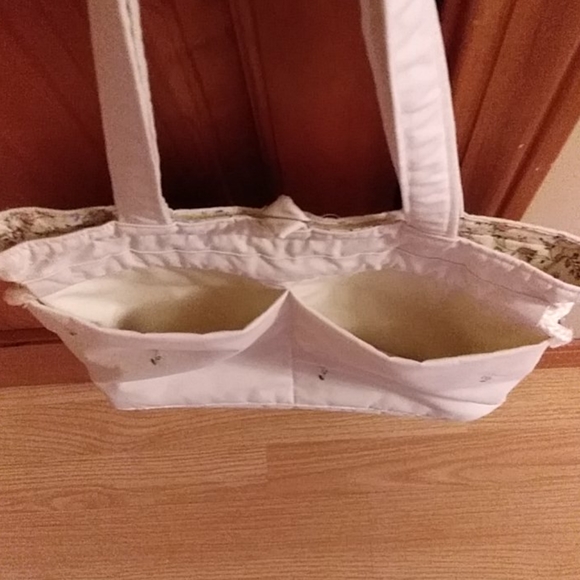 Homemade Cream Flowered Handbag Bag Purse - Picture 6 of 16